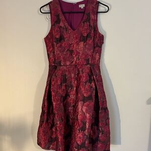Daniel Cremieux Burgundy Floral High Low Dress
